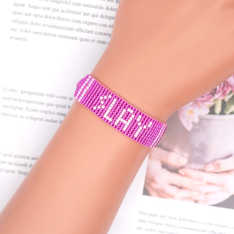 INS Cross-Border Hot Selling Miyuki Bohemian Style Handmade Woven LOVE Letter MOM Bracelet