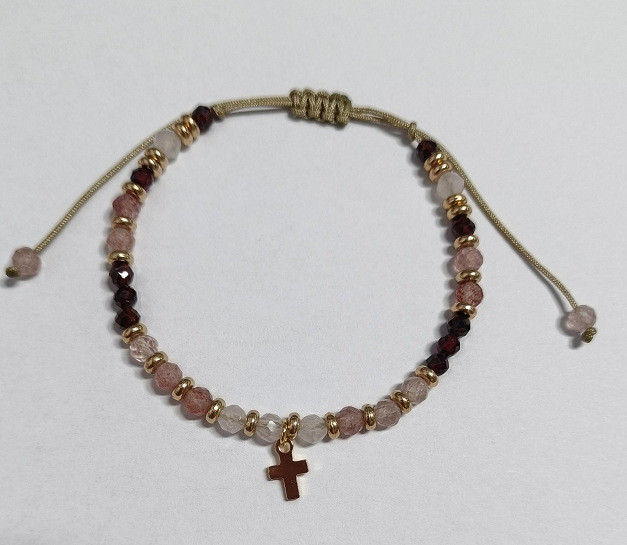 European and American New Gothic Cross Natural Semi-Precious Stone Bracelet for Women Handmade Woven Bracelet Student Beaded Jewelry