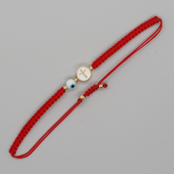 2025 Zodiac Year Lucky Red String Bracelet Stackable DIY Handmade Woven Beaded Bracelet Eye Bead Couple Bracelet