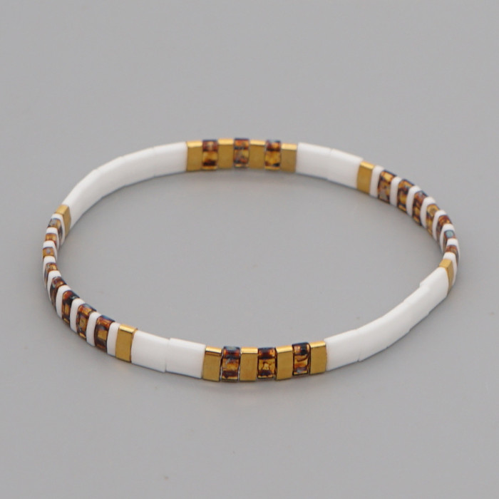 Original Design Jewelry Tila Beads Handmade Woven Bracelet for Men and Women Couples Layered Beaded Elastic Cord Brac...