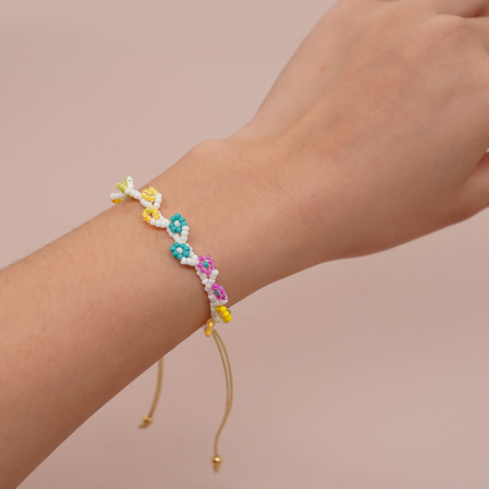 Little Daisy Peach Blossom Bracelet Handmade Woven Rope Best Friend Bracelet DIY Kit Christmas Gift for Girlfriend Se...