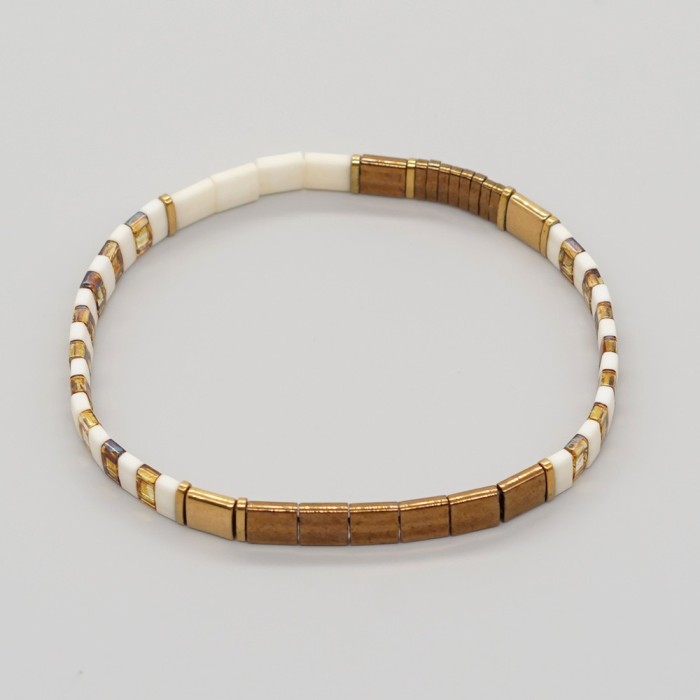 Original Design Jewelry Tila Beads Handmade Woven Bracelet for Men and Women Couples Layered Beaded Elastic Cord Brac...