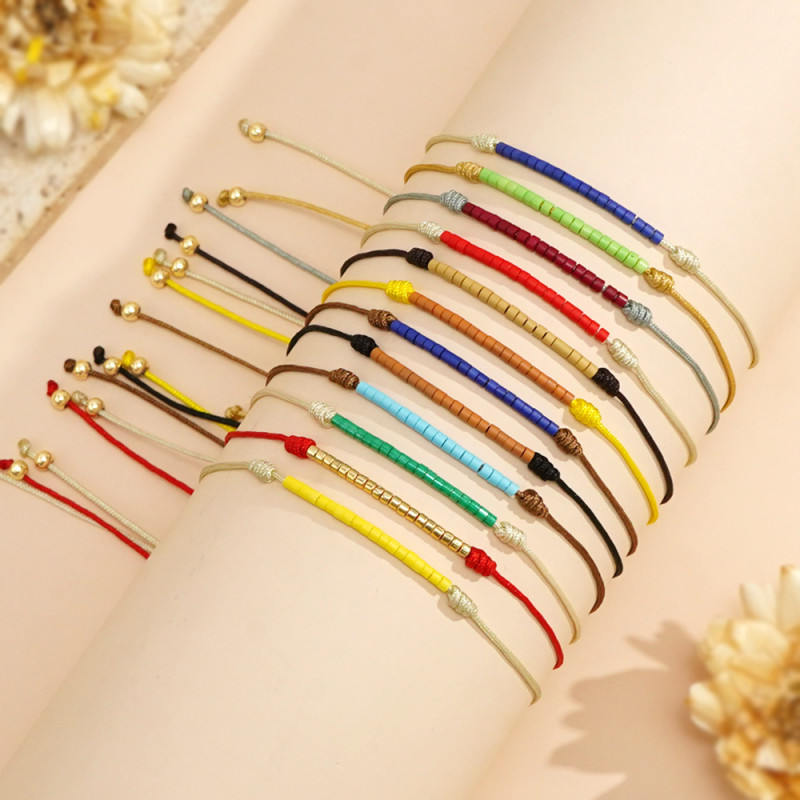 Hand-woven Gradient Crystal Bracelet Summer Gift for Couples Men and Women Small Hand Jewelry Bohemian Style Bracelet Wholesale