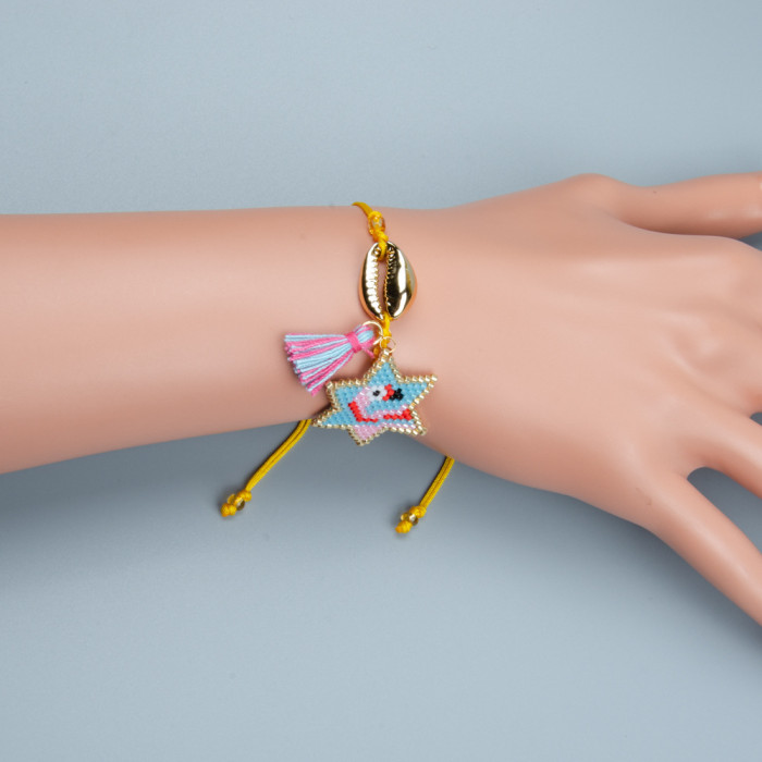 Colorful Geometric Miyuki Bracelet Big Eyes Hand-woven Bohemian Ethnic Style Bracelet Set for Women