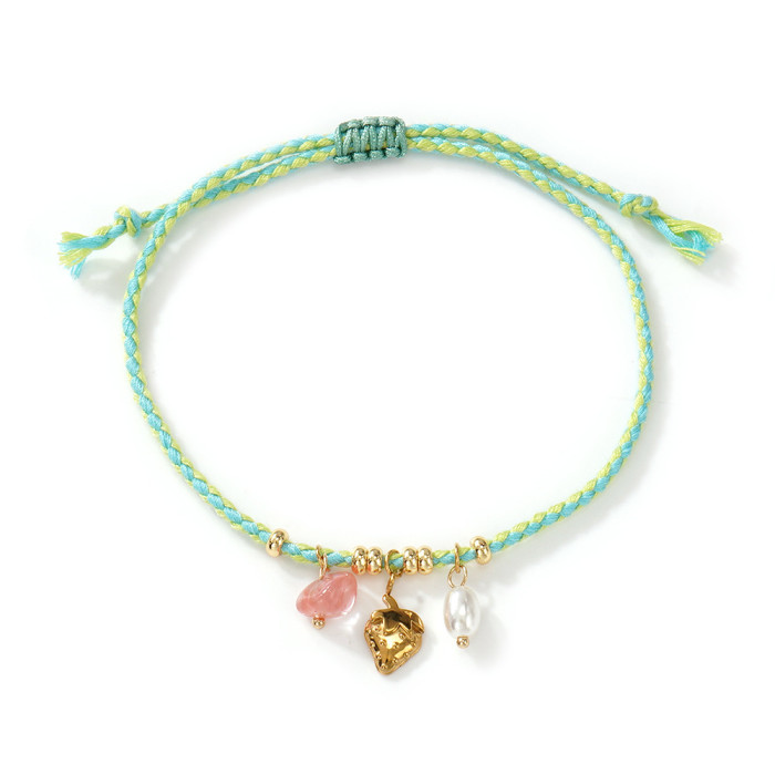 Summer Beach Vacation Bracelet for Women Bohemian Style Handmade Woven Colorful Rope Starfish Pendant Jewelry, Necklaces