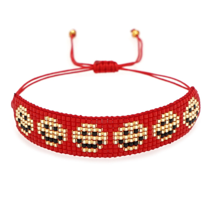 INS New Colorful Smiley Face Letter MIYUKI Bracelet Set Smiley Face Rainbow Smiley Face Beaded Bracelet