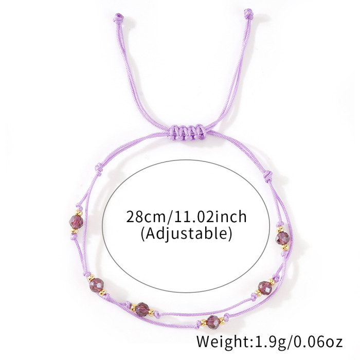 Style Layered Design Crystal Copper Bead Handmade Rope Woven Bracelet Couple Bracelet Good Luck Peace Simple Gift