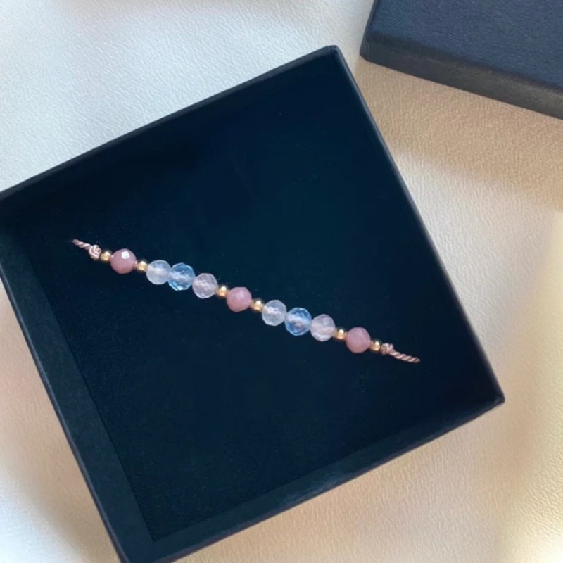 European and American Style Gold Beads Semi-Precious Stone Beaded Bracelet Adjustable Woven Friendship Bracelet Simple Elegant Versatile Design