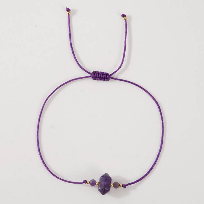Amazon Hot-Selling Amethyst Jewelry Rhombus Amethyst Semi-Precious Stone Bracelet Couple Design Niche Bracelet Wholesale Beads