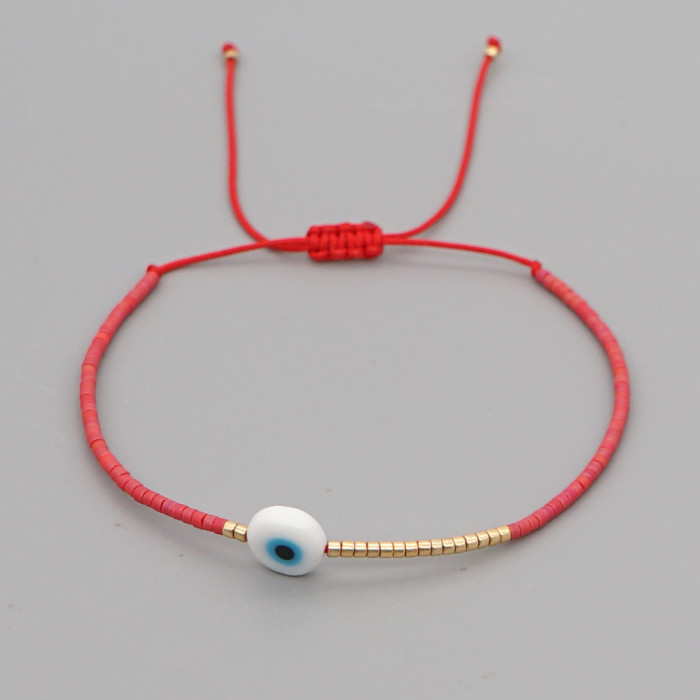 2025 Zodiac Year Lucky Red String Bracelet Stackable DIY Handmade Woven Beaded Bracelet Eye Bead Couple Bracelet