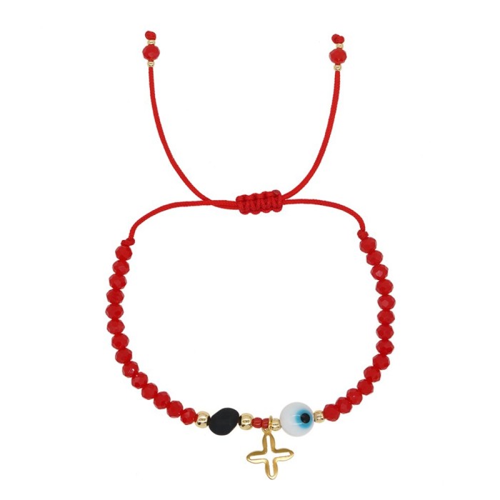 2025 Zodiac Year Lucky Red String Bracelet Stackable DIY Handmade Woven Beaded Bracelet Eye Bead Couple Bracelet
