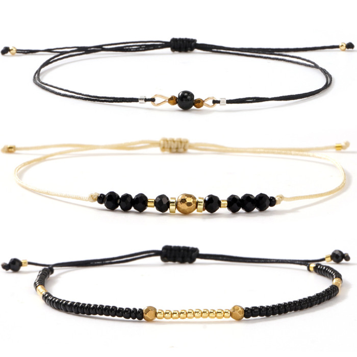 Cross-Border Hot Selling Natural Stone Beaded Bracelet Handmade Adjustable Bracelet Niche Design Couple Jewelry Wholesale