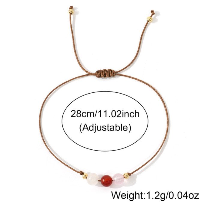 Forest Style Natural Stone Bracelet Personalized Design Handmade Adjustable Color Block Stone Bracelet for Women Ins Style Wristband