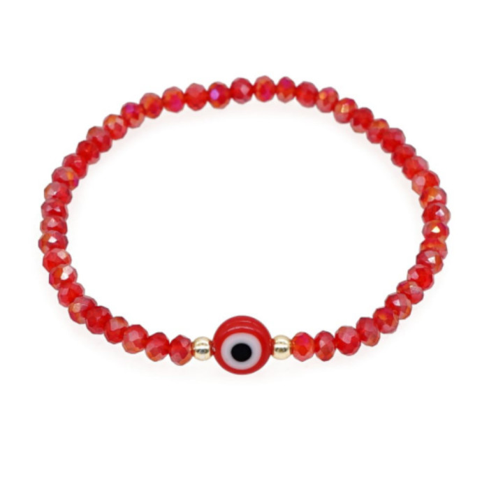 Cross-Border Hot-Selling Devil's Eye Crystal Bead Bracelet Couple Friendship Good Luck Hand String Handmade Adjustable Bracelet