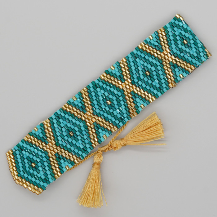 Creative Ethnic Style Tassel Bracelet European and American Street Retro Diamond Embroidery Pattern Handwoven Festival Bracelet