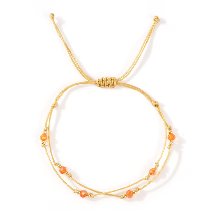 Style Layered Design Crystal Copper Bead Handmade Rope Woven Bracelet Couple Bracelet Good Luck Peace Simple Gift