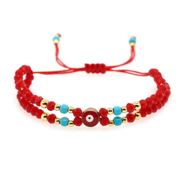 Hand-woven Crystal Gemstone Red String Bracelet Evil Eye Accessory Exquisite Trendy Unisex High-end Feel
