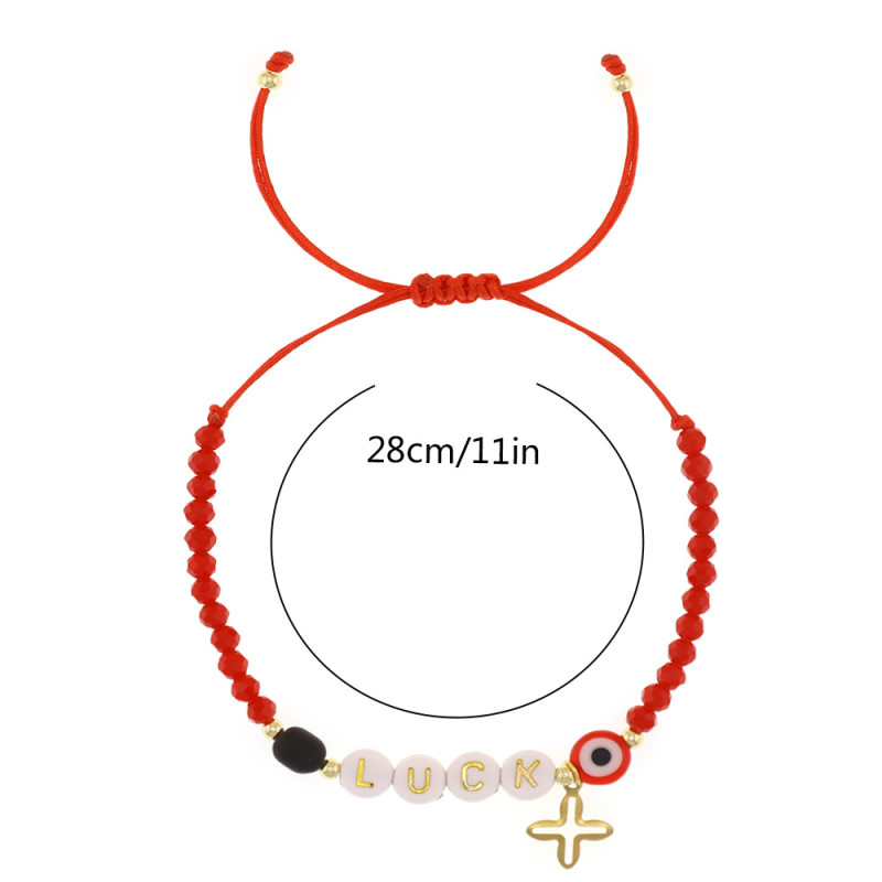 Cross-Border Hot-Selling Cross Crystal Beaded Bracelet Hand-Woven Evil Eye Lucky Character Bracelet Women's Jewelry