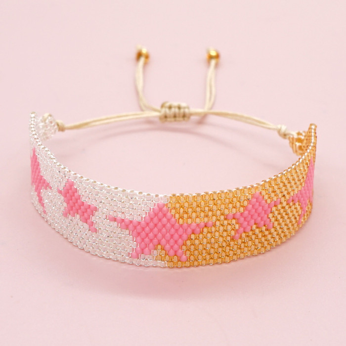 New Pink Star Miyuki Bracelet Handmade Simple Five-Pointed Star Geometric Pattern Beaded Bracelet for Women