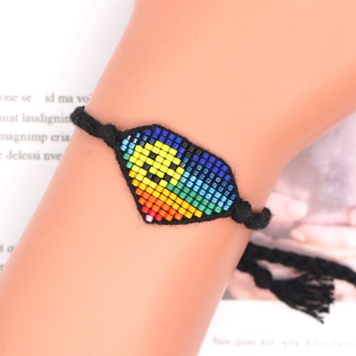 Factory Direct Sale Heart-Shaped Smiley Face Cotton Rope Hand-Knotted Woven Religious Bracelet Rope Rope Woven Accessories Hot-Selling Bracelet