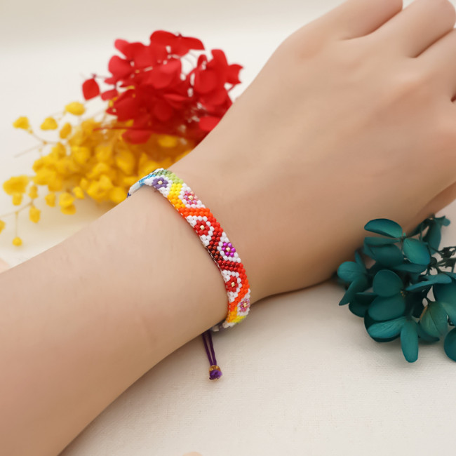 INS New Triangle Miyuki Bracelet Adjustable Bohemian Style Fashion Heart Woven Bracelet
