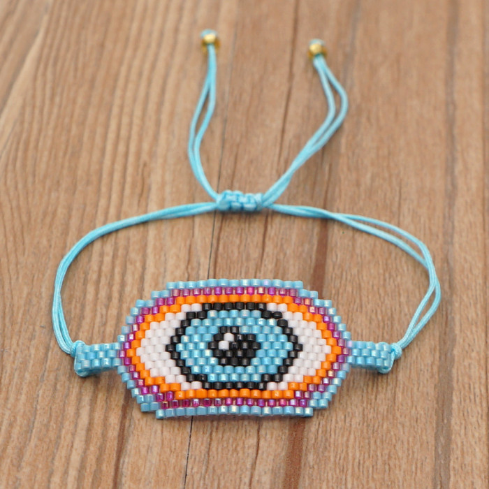 New Fashion Evil Eye Miyuki Bracelet Handmade Woven Turkish Eye Beaded Bracelet for Women Ethnic Style