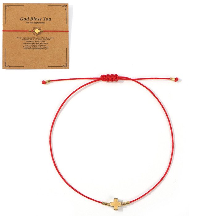 New Dopamine Natural Stone Cross Braided Bracelet Niche Simple with Card Braided Rope Finished Bracelet Manufacturer