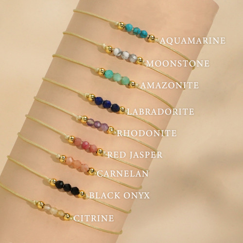 European and American Cross-Border Hot-Selling Gemstone Card Natural Stone Mixed Copper Beads Handmade Beaded Bracelet for Women Fashionable Versatile