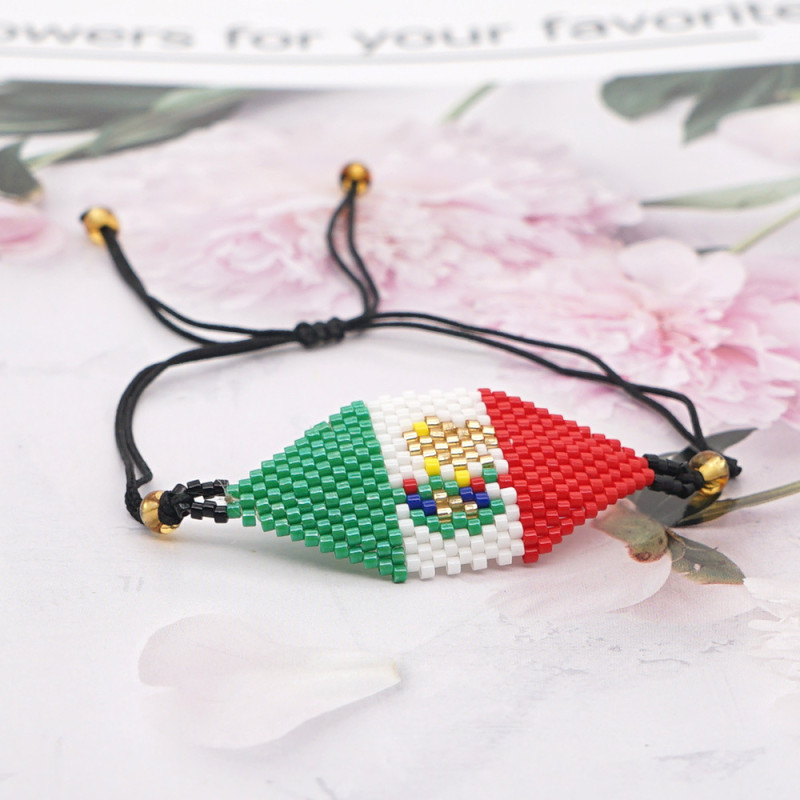 New Geometric Weaving Miyuki Bracelet Bohemian Ethnic Style Bracelet for Women Cross-Border Tassel Bracelet Antique Beads