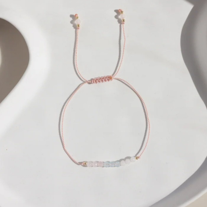 Cross-Border INS Style Hand-Woven Semi-Precious Stone Bracelet for Women Adjustable Moonstone White Crystal Beaded Bracelet Wholesale