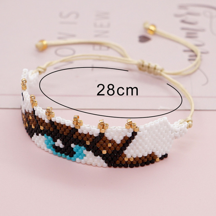 2025 New Fashion Simple Hot-Selling Trendy Bohemian Miyuki Hand-Woven Big Eye Bracelet