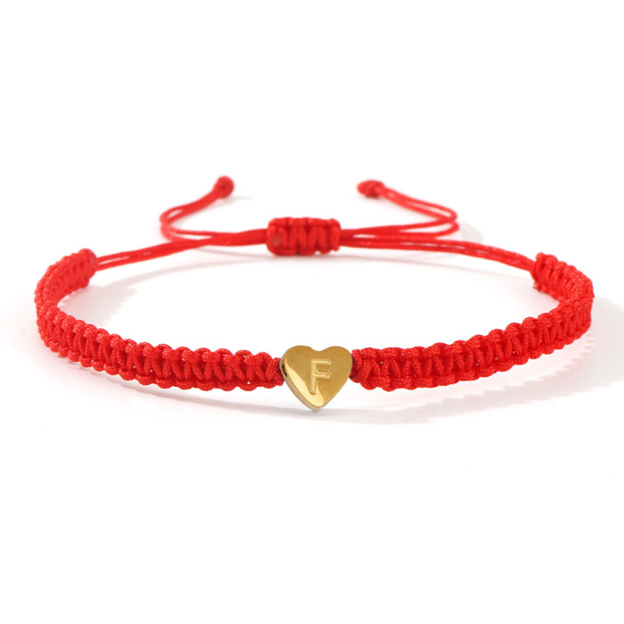 Nylon Rope Woven Heart Letter Bracelet for Friends, Besties, Couples, Commemorative Bracelet, Zodiac Year, Men and Women Red Rope Bracelet
