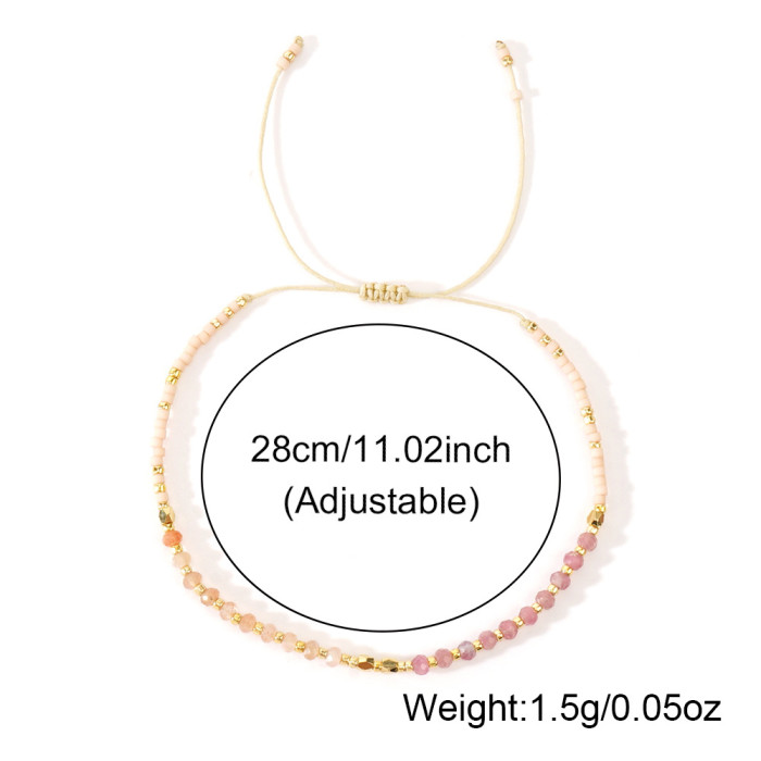 Summer Forest Color Girl Pink Natural Stone Bracelet Simple Fresh Handmade Woven Non-Fading Beaded Bracelet Wholesale