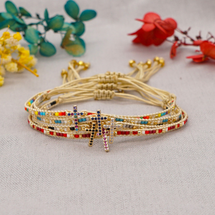 Brilliant Hip-Hop Style Colorful Gemstone Bracelet Micro-Inlaid Rainbow Zirconia Sparkling Diamond Clasp Bracelet Gold Australian Factory Direct Sale Jewelry