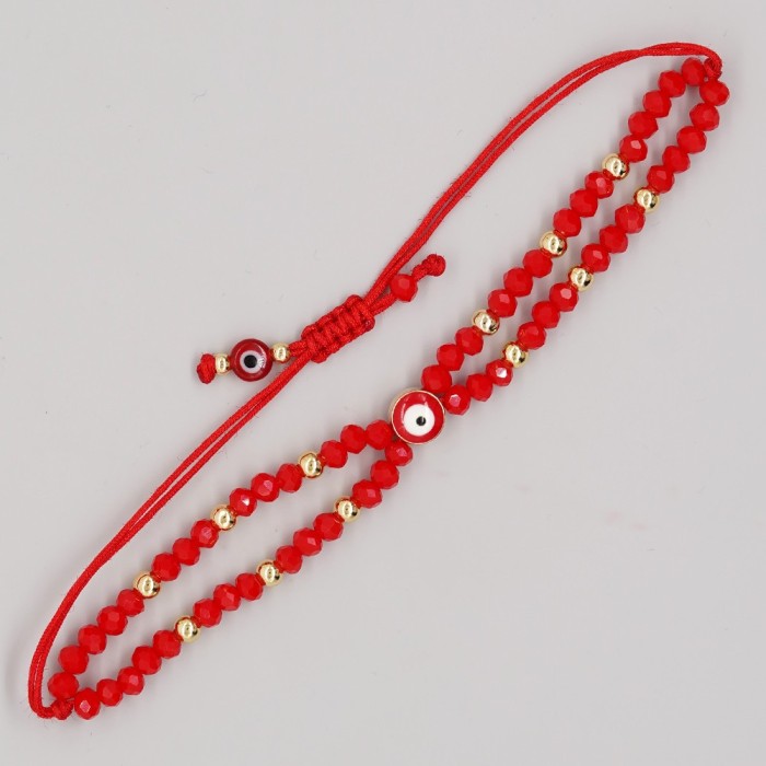 2025 Zodiac Year Lucky Red String Bracelet Stackable DIY Handmade Woven Beaded Bracelet Eye Bead Couple Bracelet