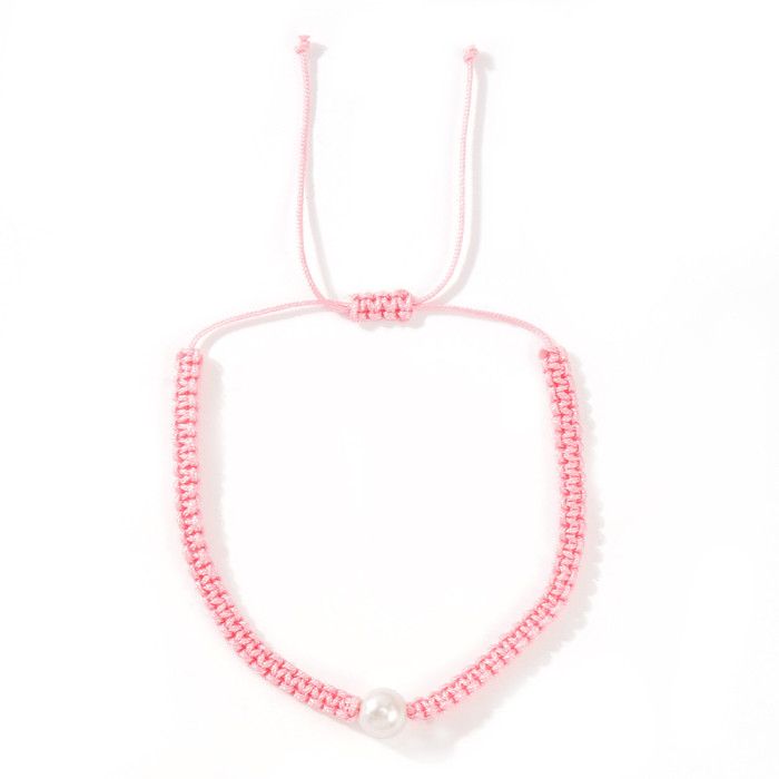 Forest Style Woven Flat Knot Imitation Pearl Bracelet Lightweight Versatile Spring Summer Daily Wear Women's Exquisit...