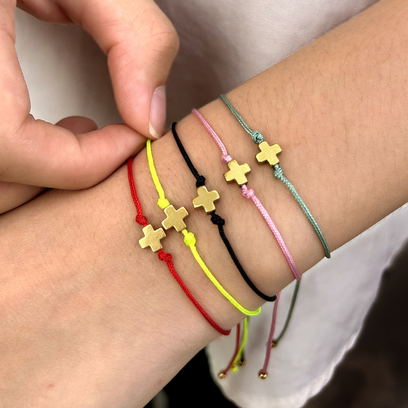 Cross-Border European and American Gold Cross Braided Bracelet for Women, Adjustable Personalized Gift, Fresh and Sweet Women's Jewelry