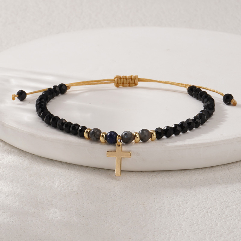 Cross-border Hot-Selling Cross Semi-Precious Crystal Bracelet Handmade Woven Fashion Trend High-End Bracelet for Men