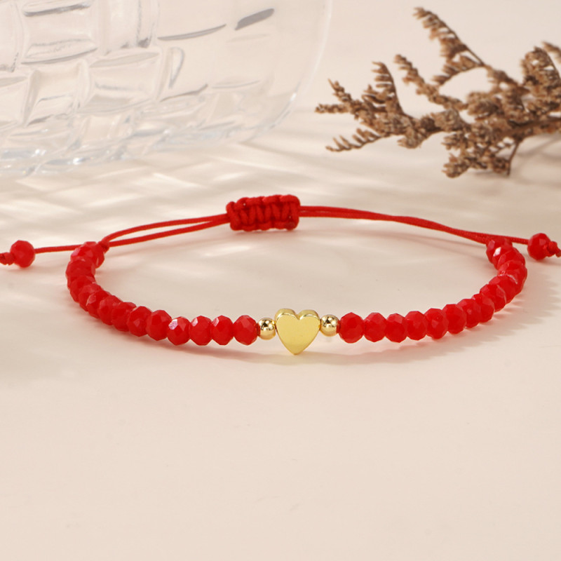Bohemian Style Handmade Woven Heart Red Rope Bracelet Simple Fashion Fresh Adjustable Bracelet for Women
