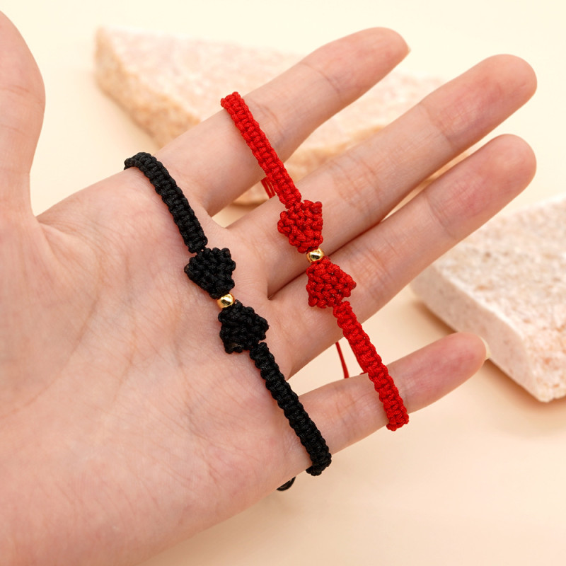 Runaway Princess Copper Bead Red and Black Jewelry Thread Woven Bow Bracelet Gift for Student Best Friend Birthday Gift Bracelet