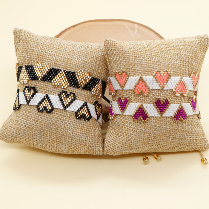 Fashionable Personality Retro Heart Miyuki Bracelet New Rivet Handmade Woven Bracelet Set