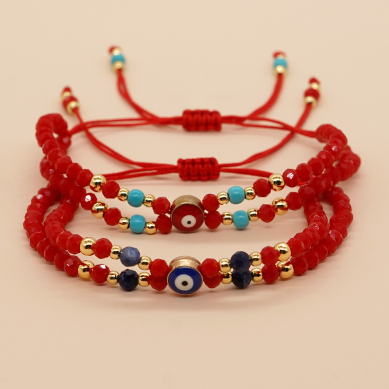 Hand-woven Crystal Gemstone Red String Bracelet Evil Eye Accessory Exquisite Trendy Unisex High-end Feel