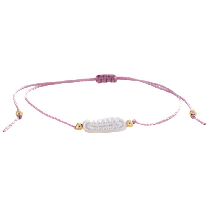 Blue Line Woven Long Pipa Imitation Pearl Bracelet White Bead Decoration Whitening Style Niche Design Sense Hand Jewelry