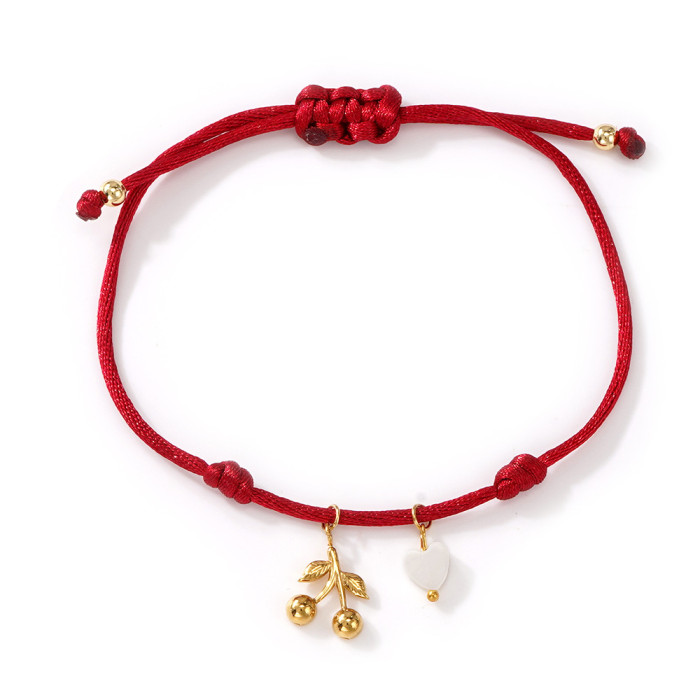 Minimalist Red Rope Bracelet for Women with Small Gold Heart Pendant Handmade Woven Bracelet Zodiac Year Lucky Charm...