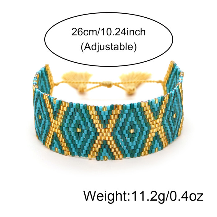 Creative Ethnic Style Tassel Bracelet European and American Street Retro Diamond Embroidery Pattern Handwoven Festival Bracelet
