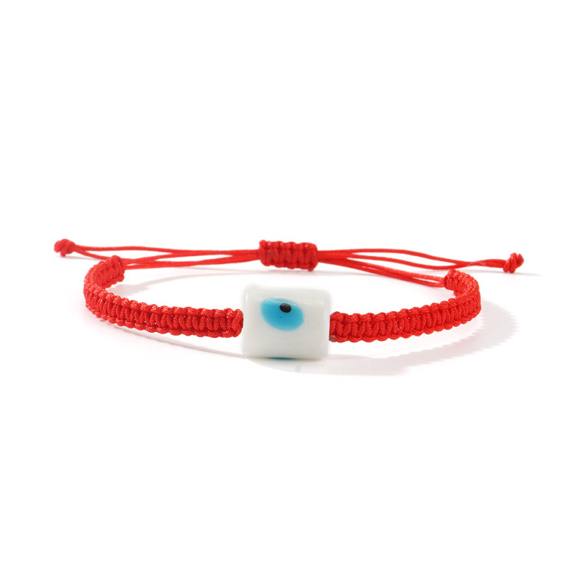 Summer Simple Bracelet for Women, Light Luxury Niche Drum-Shaped Eye Glass Jewelry Rope Flat Knot Woven Hand Accessories Bracelet