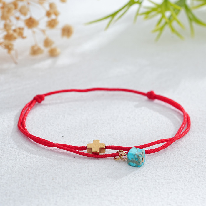 European and American Cross-Border Hot-Selling Multi-Layer Red Rope Bracelet Lucky Cross Luxury Niche Couple Jewelry High-End Feel