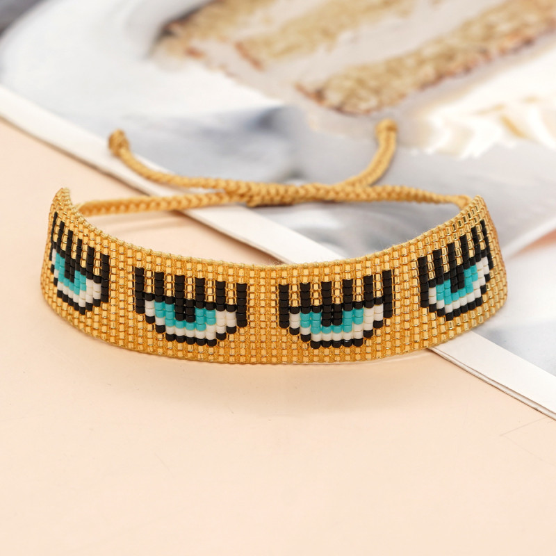 2025 Personality Geometric Miyuki Bracelet European and American New Bohemian Style Turkish Eye Pattern Beaded Bracelet
