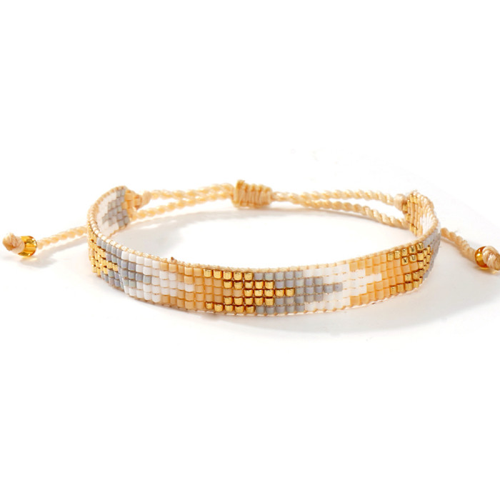 New Miyuki Bracelet Bohemian Ethnic Style Beaded Weave Platinum Gray Simple Bracelet for Women