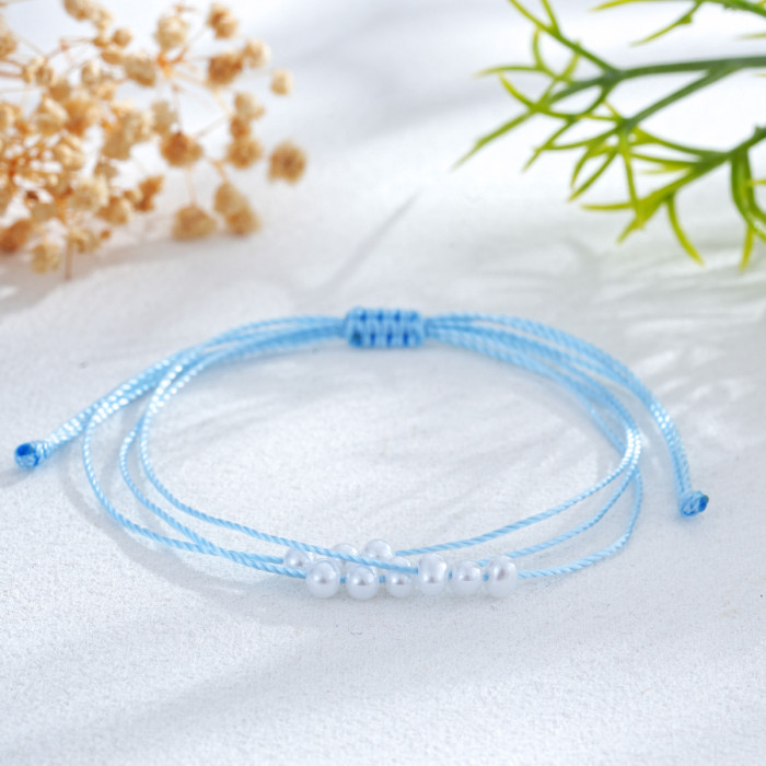 Hand-woven Red String Pearl Bracelet Simple Design Jewelry Wholesale Fresh Style Preferred Source